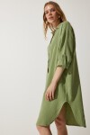 Oversize Müslin Gömlek Elbise ÇAĞLA YEŞİLİ LSA0006