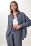 Oversize Müslin Gömlek Pantolon Takım ANTRASİT LSA0014