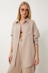 Oversize Müslin Gömlek Pantolon Takım BEJ LSA0014