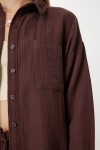Oversize Müslin Gömlek Pantolon Takım KOYU KAHVERENGİ LSA0014