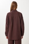 Oversize Müslin Gömlek Pantolon Takım KOYU KAHVERENGİ LSA0014