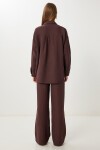 Oversize Müslin Gömlek Pantolon Takım KOYU KAHVERENGİ LSA0014