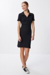 Polo Yaka Fitilli Mini Örme Elbise SİYAH LMX0110