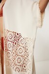 Püsküllü Dantelli Müslin Kimono KREM LFG0008