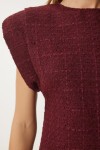 Vatkalı Mini Tüvit Dokuma Elbise BORDO LWF0023