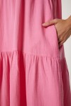 Volanlı Yazlık Müslin Elbise PEMBE LMX0087