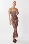 Askılı Desenli Sandy Elbise SİYAH CAMEL LKT0022