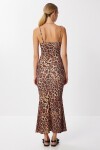 Askılı Desenli Sandy Elbise SİYAH CAMEL LKT0022