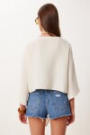 Bağlama Detaylı Crop Müslin Bluz KREM LMX0092