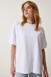 Basic Oversize Örme T-shirt BEYAZ LHW0003