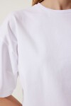 Basic Oversize Örme T-shirt BEYAZ LHW0003