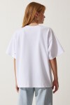 Basic Oversize Örme T-shirt BEYAZ LHW0003