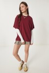 Basic Oversize Örme T-shirt BORDO LHW0003