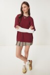 Basic Oversize Örme T-shirt BORDO LHW0003