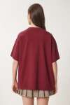 Basic Oversize Örme T-shirt BORDO LHW0003