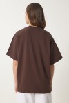 Basic Oversize Örme T-shirt KAHVERENGİ LHW0003