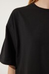 Basic Oversize Örme T-shirt SİYAH LHW0003