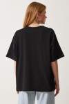Basic Oversize Örme T-shirt SİYAH LHW0003