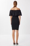 Carmen Yaka Fitilli Triko Mini Elbise SİYAH LNS0078