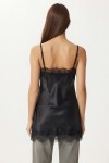 Dantelli Saten Yüzeyli Kamisol Bluz SİYAH LNT0024