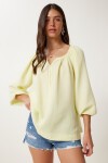 Düğmeli Müslin Bluz SARI LMX0088