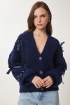 Fiyonklu Triko Hırka LACİVERT LPF0061