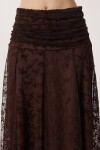 Kadife Desenli Büzgülü Tül Etek KAHVERENGİ LNT0023