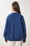Kalp Nakışlı Şardonlu Örme Sweatshirt KOBALT MAVİ LMP0005