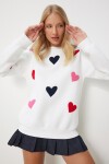Kalpli Dokulu Şardonlu Örme Sweatshirt EKRU LNJ0016