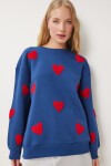 Kalpli Dokulu Şardonlu Örme Sweatshirt LACİVERT LMP0004