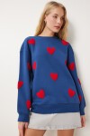 Kalpli Dokulu Şardonlu Örme Sweatshirt LACİVERT LMP0004