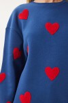 Kalpli Dokulu Şardonlu Örme Sweatshirt LACİVERT LMP0004