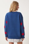 Kalpli Dokulu Şardonlu Örme Sweatshirt LACİVERT LMP0004