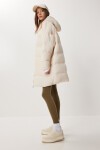 Kapüşonlu Oversize Şişme Mont KREM LNT0014