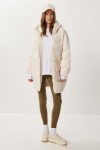 Kapüşonlu Oversize Şişme Mont KREM LNT0014