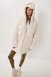 Kapüşonlu Oversize Şişme Mont KREM LNT0014