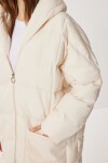 Kapüşonlu Oversize Şişme Mont KREM LNT0014