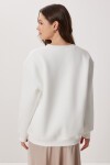 Leopar Baskılı Oversize Şardonlu Örme Sweatshirt EKRU LMC0078