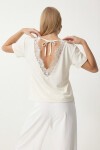 Sırt Detaylı Dantelli Örme Bluz EKRU LNT0026