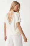Sırt Detaylı Dantelli Örme Bluz EKRU LNT0026