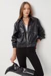 Suni Deri Bomber Ceket SİYAH LNT0011