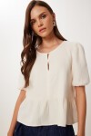 Volanlı Müslin Bluz KREM LMX0091