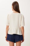 Volanlı Müslin Bluz KREM LMX0091