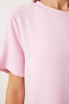 Yandan Yırtmaçlı Yazlık Uzun Örme Elbise PEMBE LHW0002