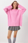 Yumuşak Dokulu Oversize Triko Kazak PEMBE LPF0063