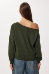 Açık Omuzlu Yumuşak Modal Sweatshirt HAKİ LUB0252