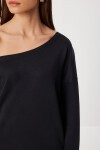 Açık Omuzlu Yumuşak Modal Sweatshirt SİYAH LUB0252
