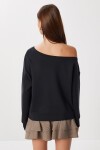 Açık Omuzlu Yumuşak Modal Sweatshirt SİYAH LUB0252