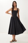 Askılı Yazlık Midi Poplin Elbise SİYAH LRG0030