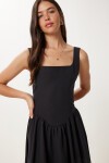 Askılı Yazlık Midi Poplin Elbise SİYAH LRG0030